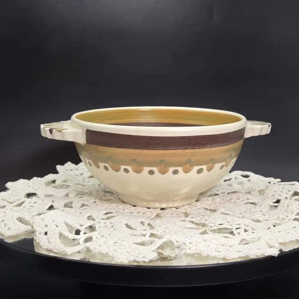 Quimper Pottery Bowl Vintage Collectible Brown Heart Handpainted France